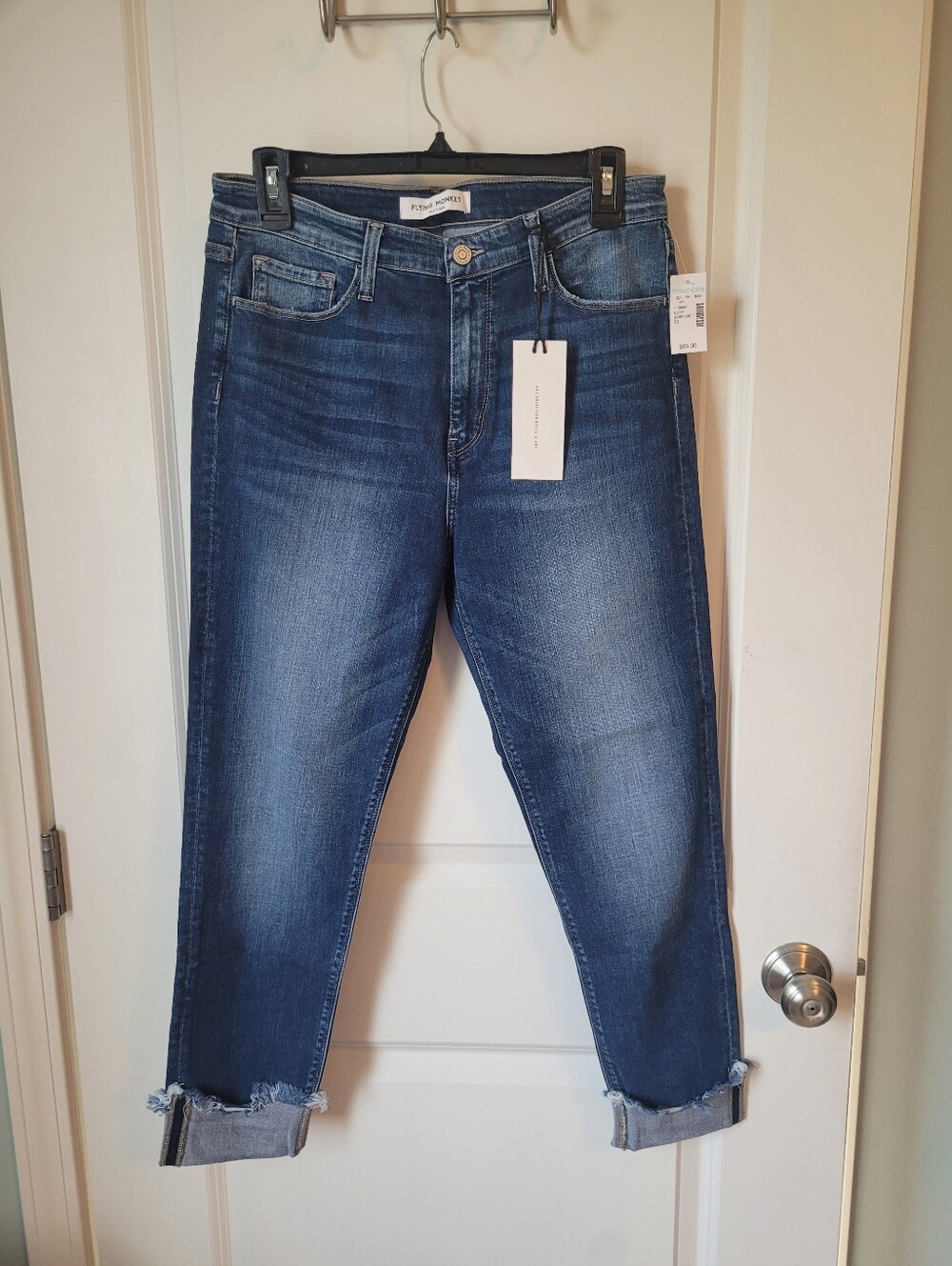 Flying Monkey Cropped Ankle Jeans in Deep Blue Wash, NWT